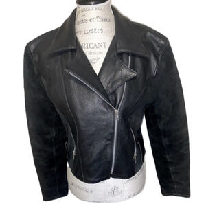 Pelle Cuir Black Leather & Suede Thick Moto Style Asymmetric Zippers M Vtg